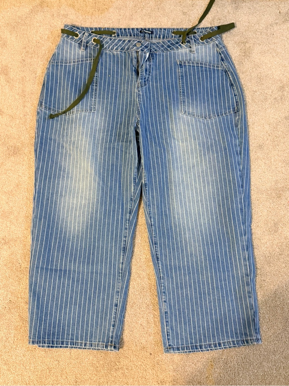 Women's Straight Leg Blue Pinstripe Jeans